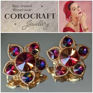 1957💥MADE IN ENGLAND💥💯COROCRAFT WATERMELON RIVOLI STAR CLIPS